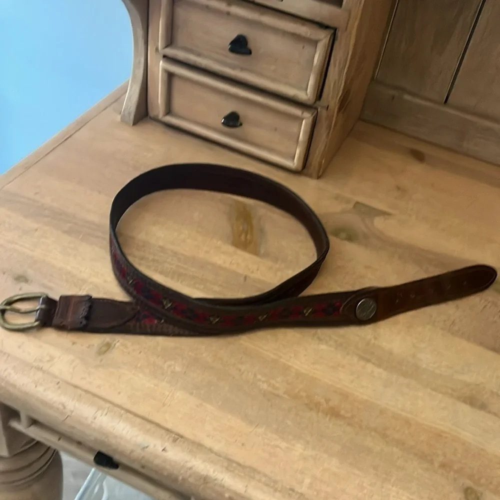 YRI Bermuda Golf Club Leather Belt Oil Tanned Harnessed Tartan Plaid 38 USA